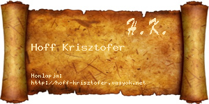 Hoff Krisztofer névjegykártya